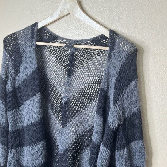Lucky Brand Sweater Women's XS/S Gray Striped Open Front Cardigan Alpaca Blend - Picture 5 of 10